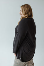 RAW EDGE TUNIC WITH POCKET DETAIL IN BLACK