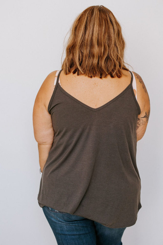 
            
                Load image into Gallery viewer, REVERSIBLE NECK CAMI IN ASH GREY
            
        