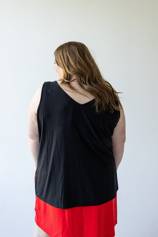 REVERSIBLE NECKLINE TANK IN BLACK