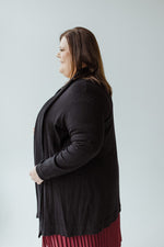 ROLLED COLLAR CARDIGAN IN BLACK