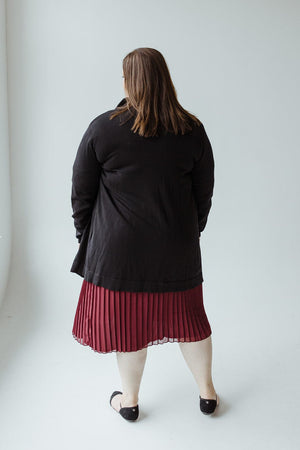 ROLLED COLLAR CARDIGAN IN BLACK