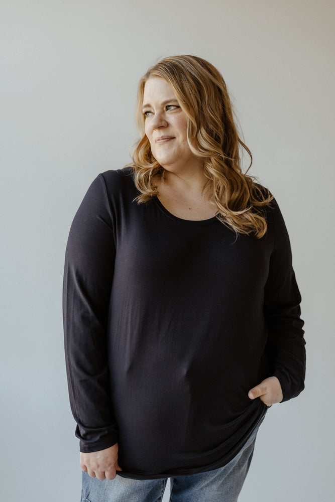 ROUND NECK JERSEY KNIT TUNIC IN NAVY