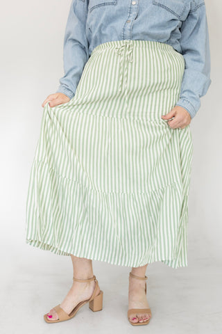 Ribbon Green Tiered Maxi Skirt: The Flowy "It" Skirt