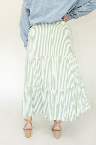 Ribbon Green Tiered Maxi Skirt: The Flowy "It" Skirt