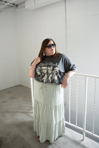 Ribbon Green Tiered Maxi Skirt: The Flowy "It" Skirt