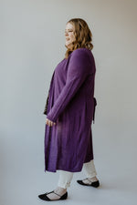 SHIMMERY LIGHTWEIGHT DUSTER CARDIGAN IN ROYALTY