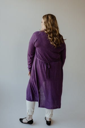 SHIMMERY LIGHTWEIGHT DUSTER CARDIGAN IN ROYALTY