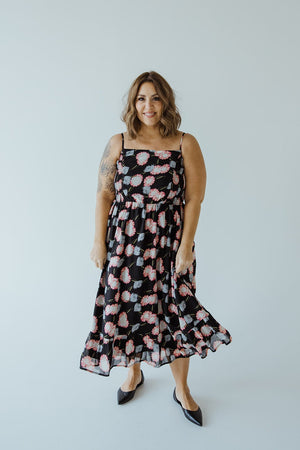 
            
                Load image into Gallery viewer, SMOCKED BODICE KNEE LENGTH DRESS IN PAINTED DAISY
            
        