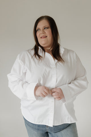 SPANX® Poplin Oversized Button-Up Shirt – Classic White