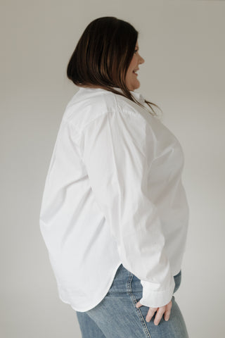 SPANX® Poplin Oversized Button-Up Shirt – Classic White