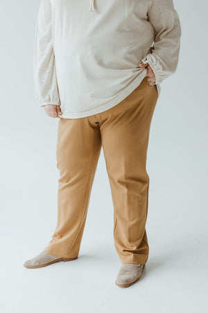 STRAIGHT LEG DRESS PANTS IN CARMEL LATTE