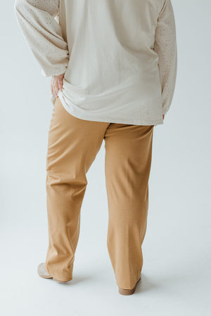 STRAIGHT LEG DRESS PANTS IN CARMEL LATTE