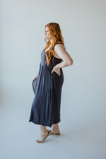 STRAPPY T-SHIRT MAXI DRESS IN HEATHERED NAVY