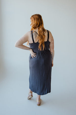 STRAPPY T-SHIRT MAXI DRESS IN HEATHERED NAVY