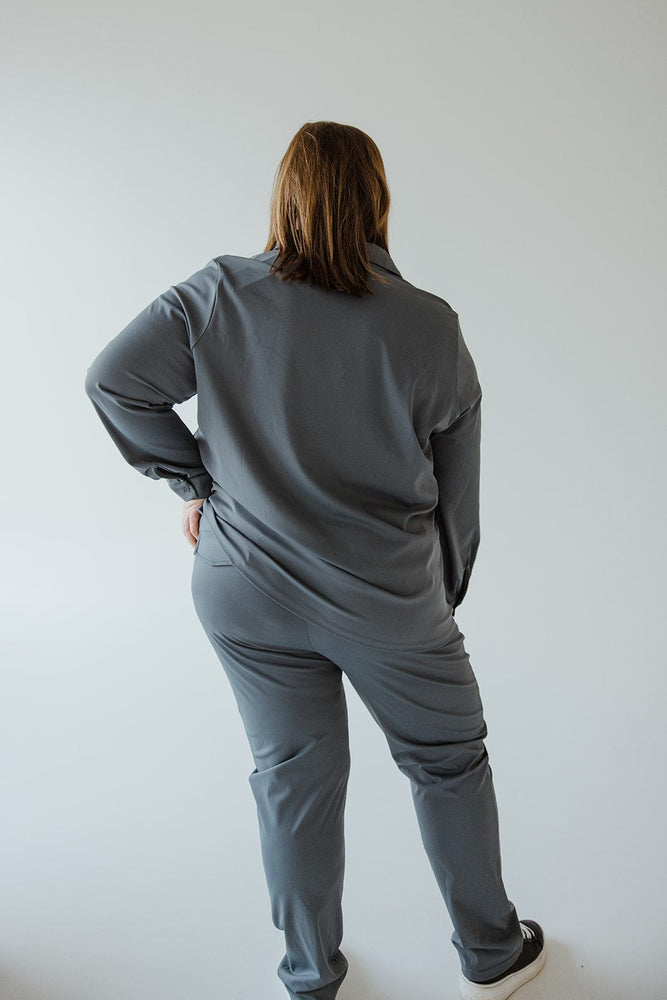 STRETCHY WRINKLE FREE PANTS IN HAZY STEEL BLUE