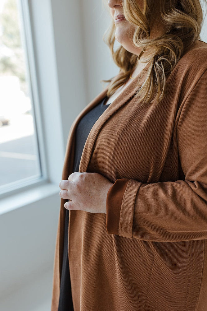 STRETCHY CORDUROY BLAZER IN PENNY