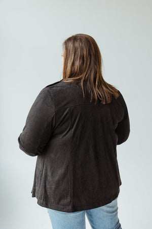 STRETCHY MICROSUEDE DRAPE JACKET