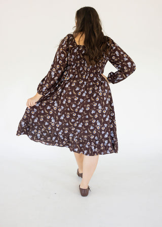 Smocked Bodice Long Sleeve Midi Dress – Blue Loom