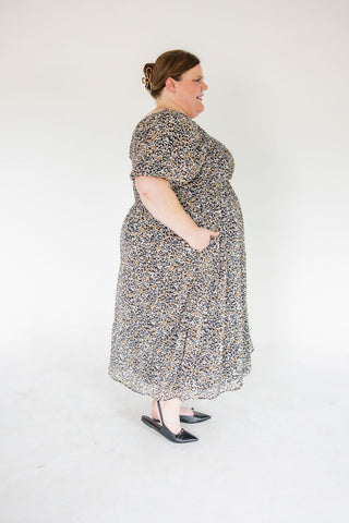 Smocked Floral Midi Dress – Midnight Meadow