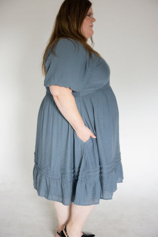 Smocked Square-Neck Midi Dress – Baycreek