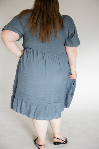 Smocked Square-Neck Midi Dress – Baycreek