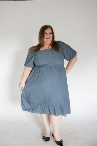 Smocked Square-Neck Midi Dress – Baycreek