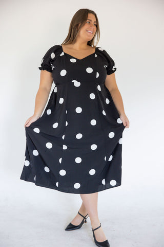 Sweetheart Polka Dot Midi Dress – Sunday Bloom