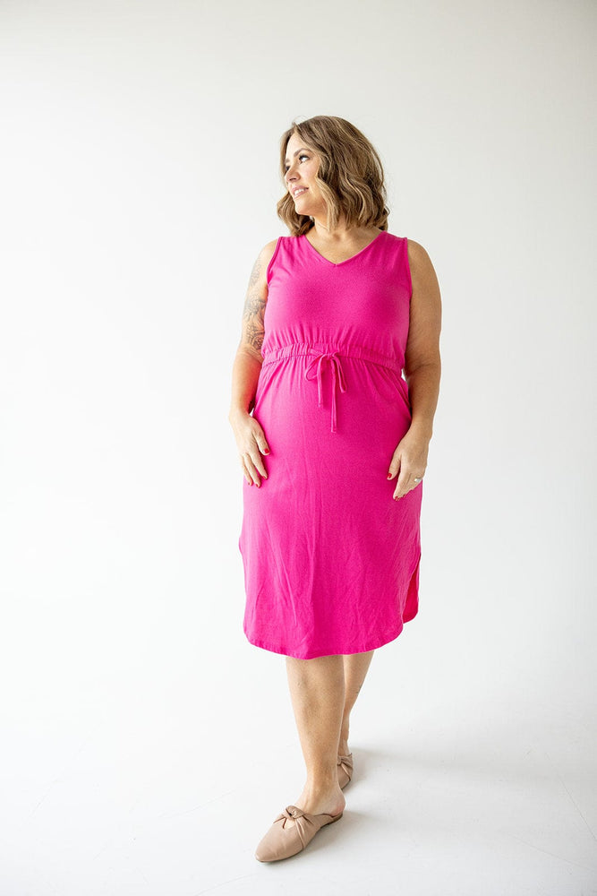 TANK DRESS WITH DRAWSTRING IN BARBIE PINK