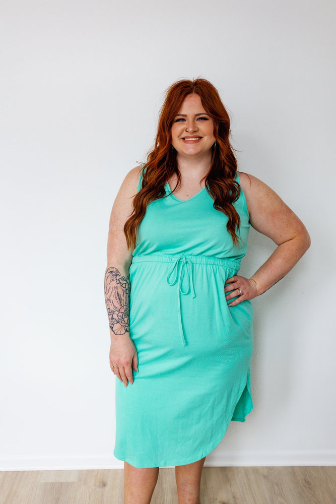 TANK DRESS WITH DRAWSTRING IN OASIS
