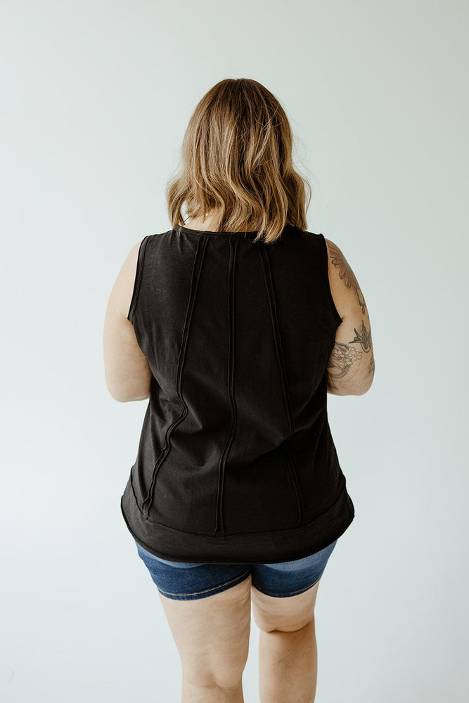 TANK WITH RAW EDGE SEAM DETAIL IN BLACK