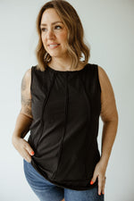 TANK WITH RAW EDGE SEAM DETAIL IN BLACK