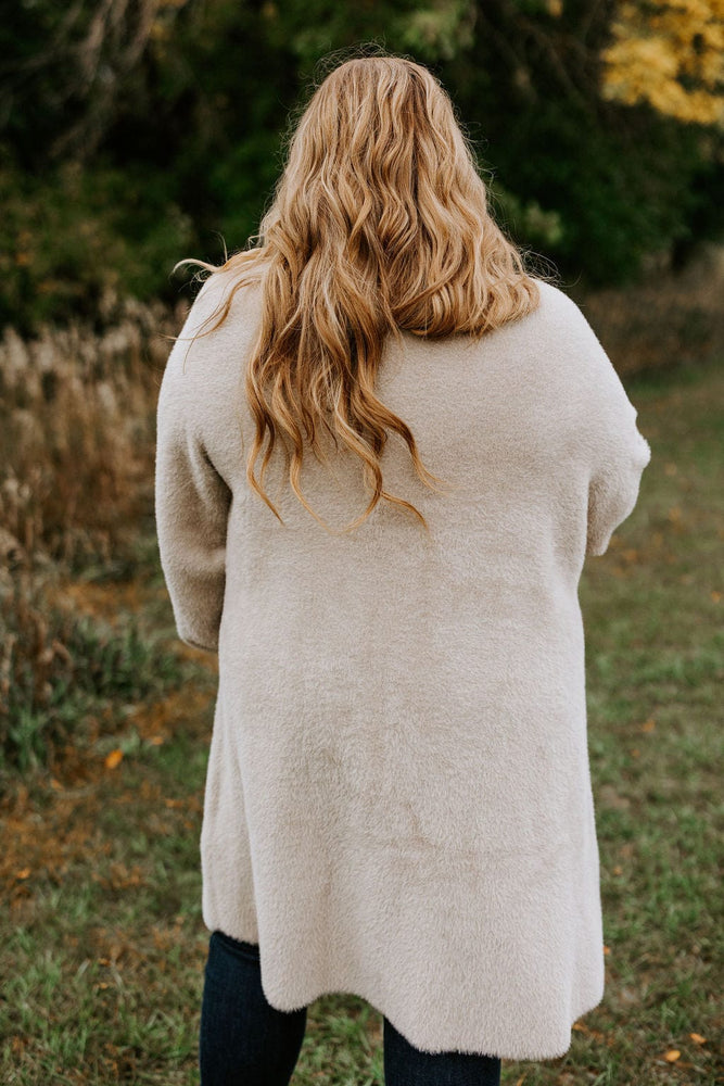 TEDDY BEAR DUSTER SHACKET IN WARM GREY