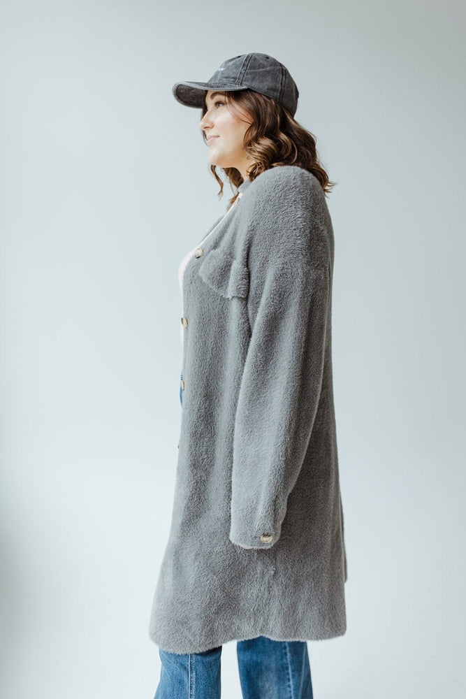 TEDDY BEAR DUSTER SHACKET IN STEEL GREY