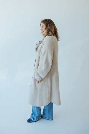 TEDDY BEAR DUSTER SHACKET IN WARM GREY