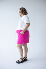 TEXTURED COTTON SHORTS IN AZALEA