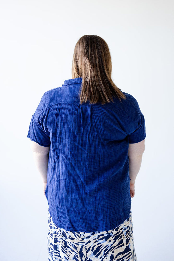 
            
                Load image into Gallery viewer, TEXTURED SHORT SLEEVE BUTTON-UP IN SPACE BLUE
            
        