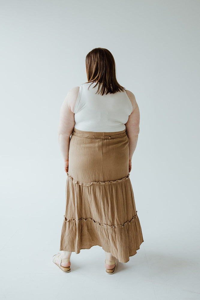 TEXTURED TIERED SKIRT WITH BUTTONS