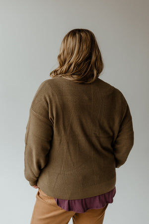 TEXTURED BUTTON FRONT CARDIGAN IN ANTIQUE OLIVE