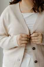 TEXTURED BUTTON FRONT CARDIGAN IN COLD FOAM