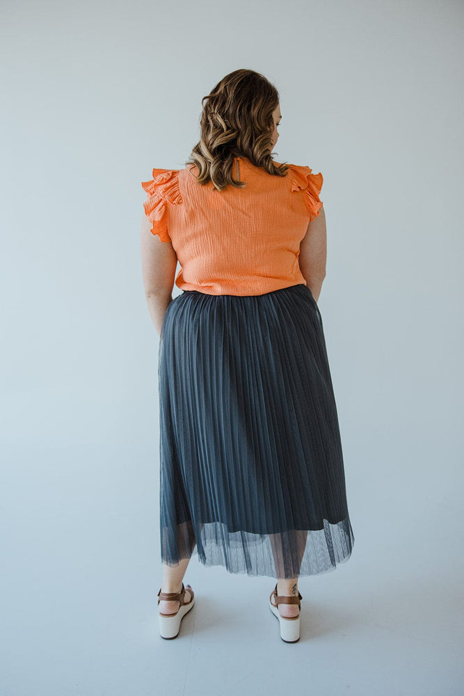 TULLE MIDI SKIRT IN CHARCOAL GREY
