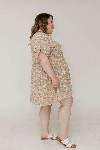 Textured Chiffon Button Front Dress – Autumn Bouquet