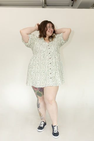 The Artisan Cotton Button-Front Fit & Flare – Dusty Turquoise