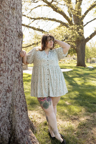 The Artisan Cotton Button-Front Fit & Flare – Dusty Turquoise