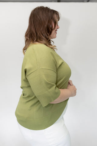 The Signature Airy Knit Dolman V-Neck – Botanic Green