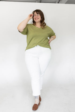 The Signature Airy Knit Dolman V-Neck – Botanic Green