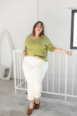 The Signature Airy Knit Dolman V-Neck – Botanic Green