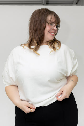 The Signature Boat Neck Textured Knit Sweater in Summer Ecru