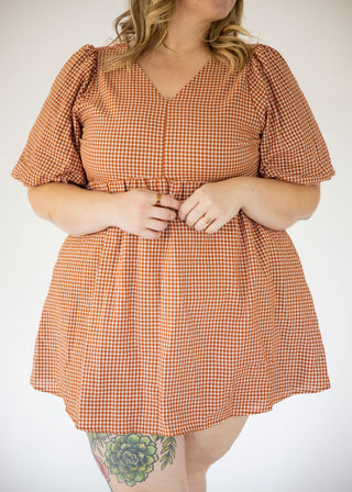 V-Neck Bubble Sleeve Empire Dress – Pumpkin Patch