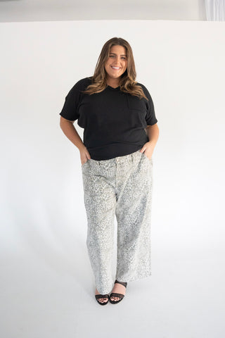 Vervet Leopard Baggy Wide Jeans – Grey