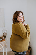 WAFFLE TEXTURE DOLMAN SWEATER IN GOLDEN OLIVE